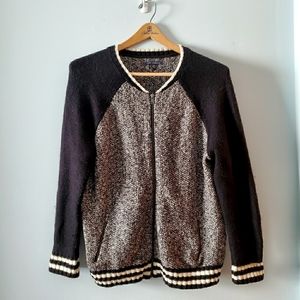 AEO Boucle Knit Bomber Baseball Sweater